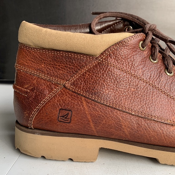 Sperry Top-Sider Chukka Boots Men’s 10.5 Tan Leather Boat Ankle Shoes - Picture 3 of 13
